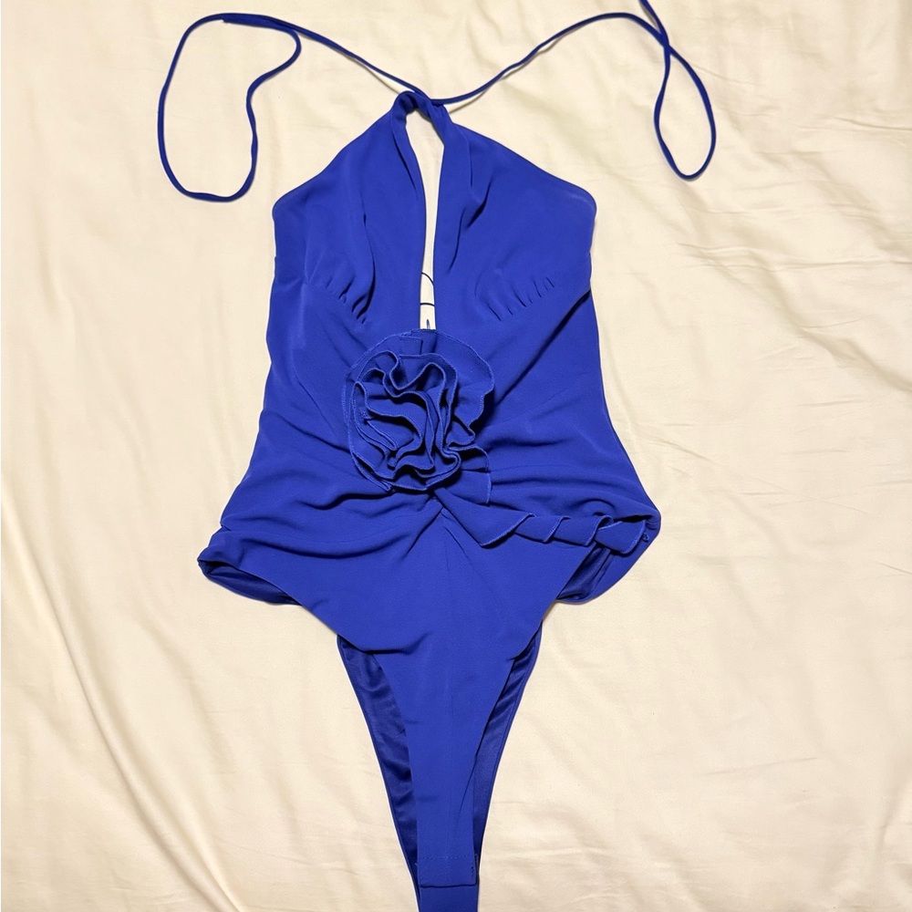 Zara Royal Blue Kids Bodysuit with Floral Accent